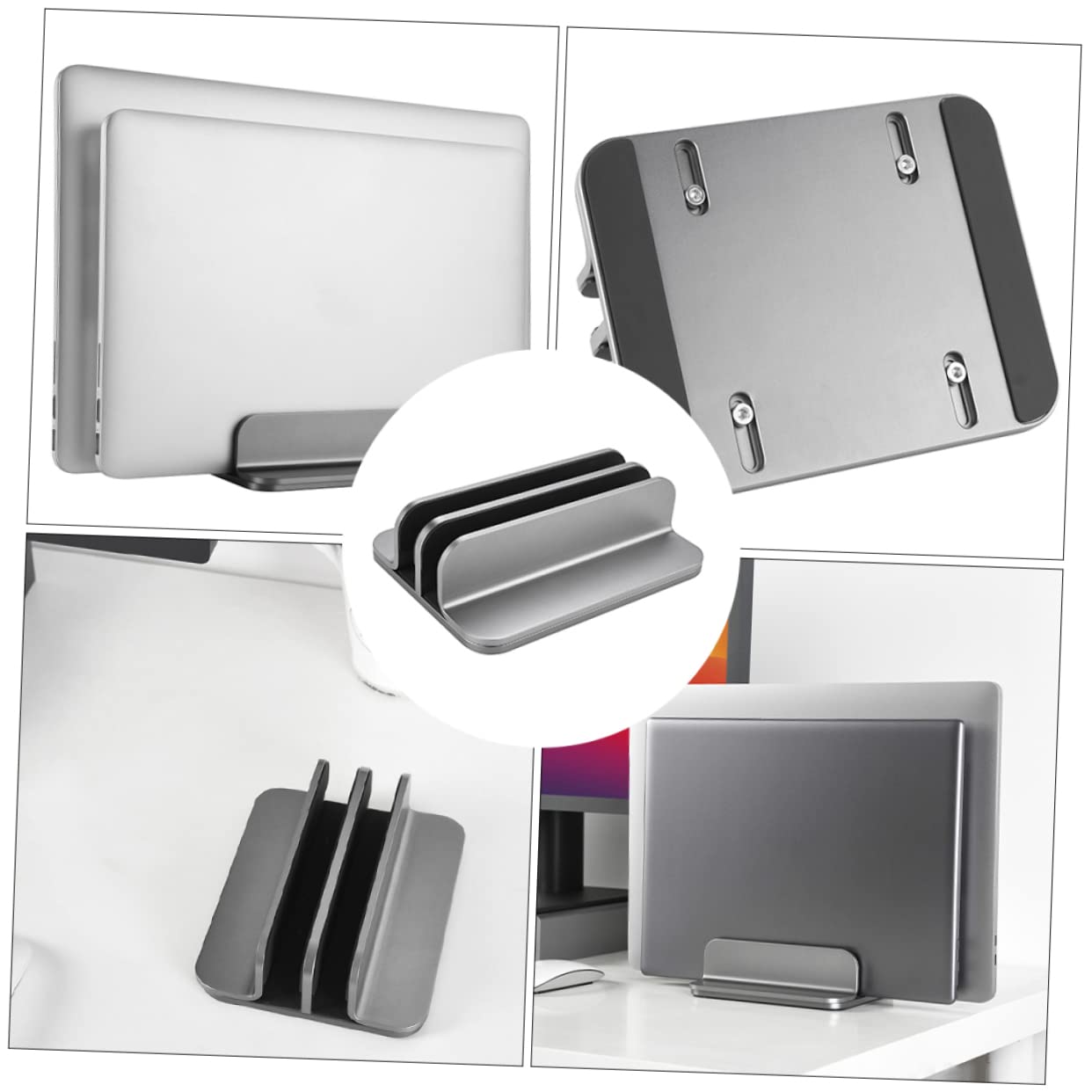 HOMSFOU Supporto Verticale Per Laptop Supporto Per Tablet Dock Verticale in Lega Di Alluminio Pratico Stabile Salva Spazio Design Elegante