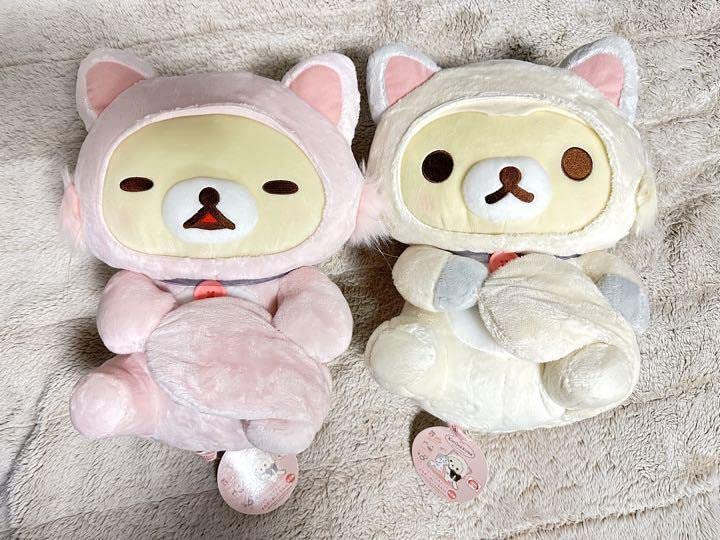 コリラックマ　キャット　まるまりぬいぐるみ　XL 2体セット Amazon.co.jp: コリラックマキャット まるまりぬいぐるみXL 全2