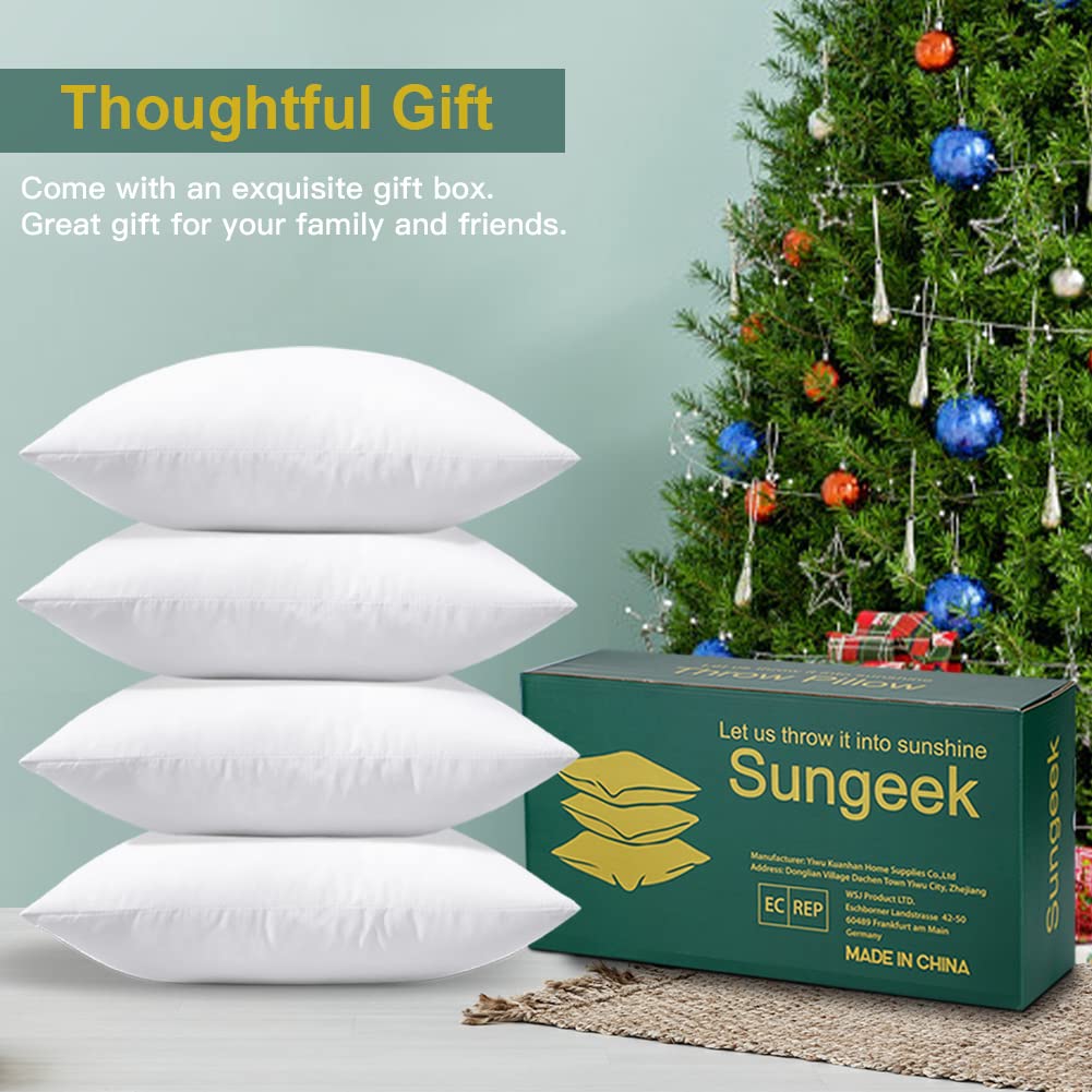 Sungeek 4er-Set Wasserdicht Kissen Füllung 45x45cm, Outdoor Dekorative Weiche Füllkissen Innenkissen Zierkissen Kopfkissen Dekokissen, 7D Kissenfüllung für Wohnzimmer Schlafzimmer Couch Sofa Bett