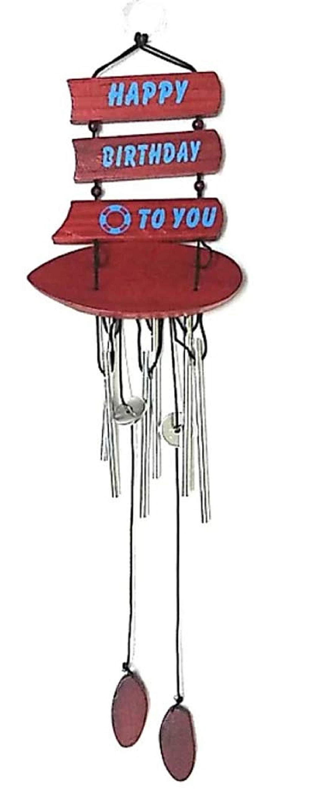WindChime Hanging Happy Birthday figurine WindChimes Vastu Fengshui for Room Home Decor Balcony Garden Gallery Bedroom Gift with Positive Energy Good Luck - 18 Inch (Approx)-image-0