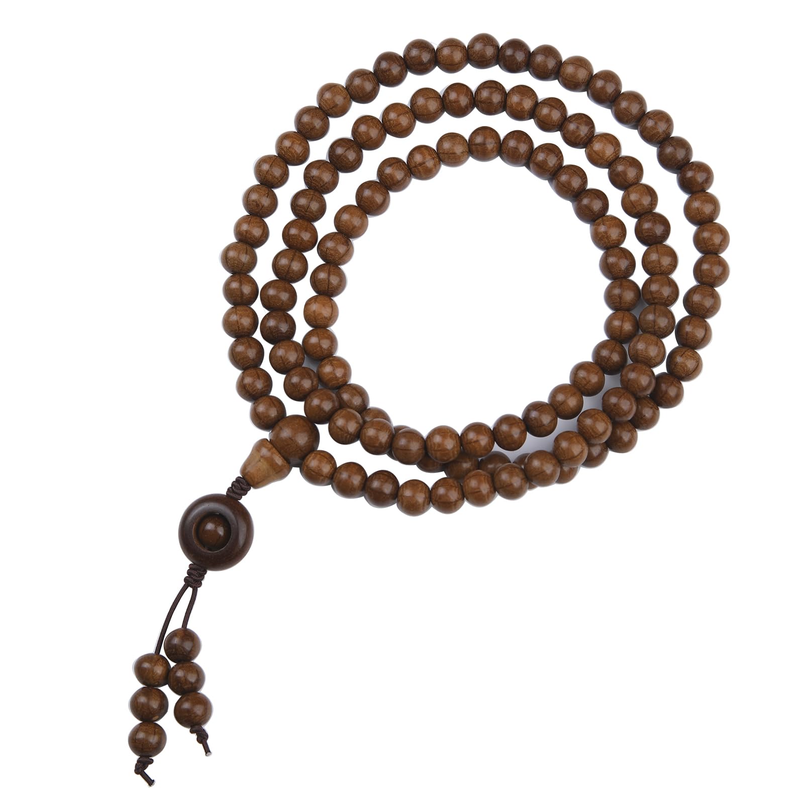 FAZOVIN 108 Perlen 10mm Mala Perlen Armband für Männer Wutai Berg Naturholz Meditation Gebetskette, 36 inches, Holz, Kein Edelstein