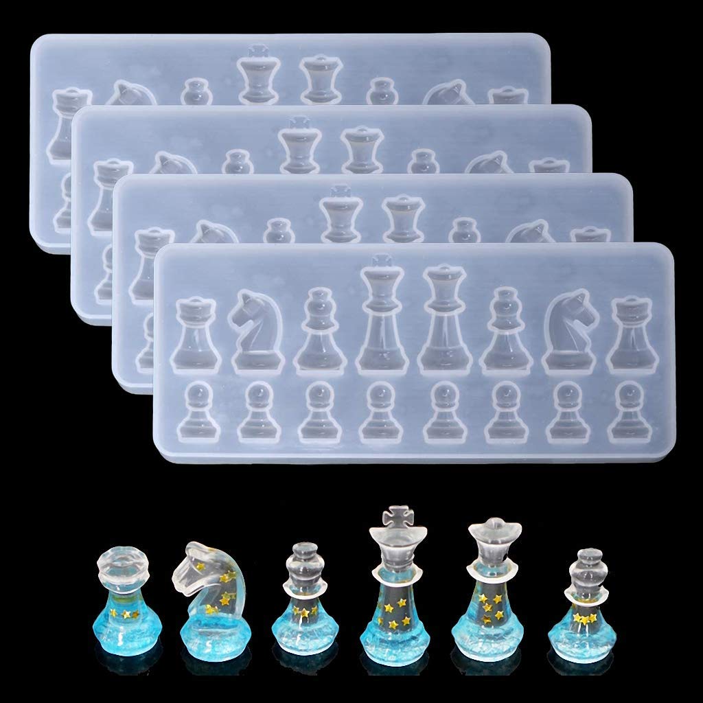 Kit de moulage en résine époxy anti-adhésif avec 4 moules pour échecs