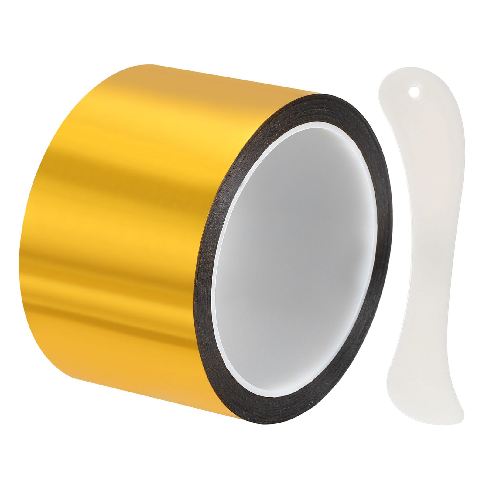 DEFANEX Metallic Mirror Tape (65mm x 50m, 0.05mm, Gold) Self Adhesive Duct Tape, for Wall Decoration Border DIY Gift Wrap