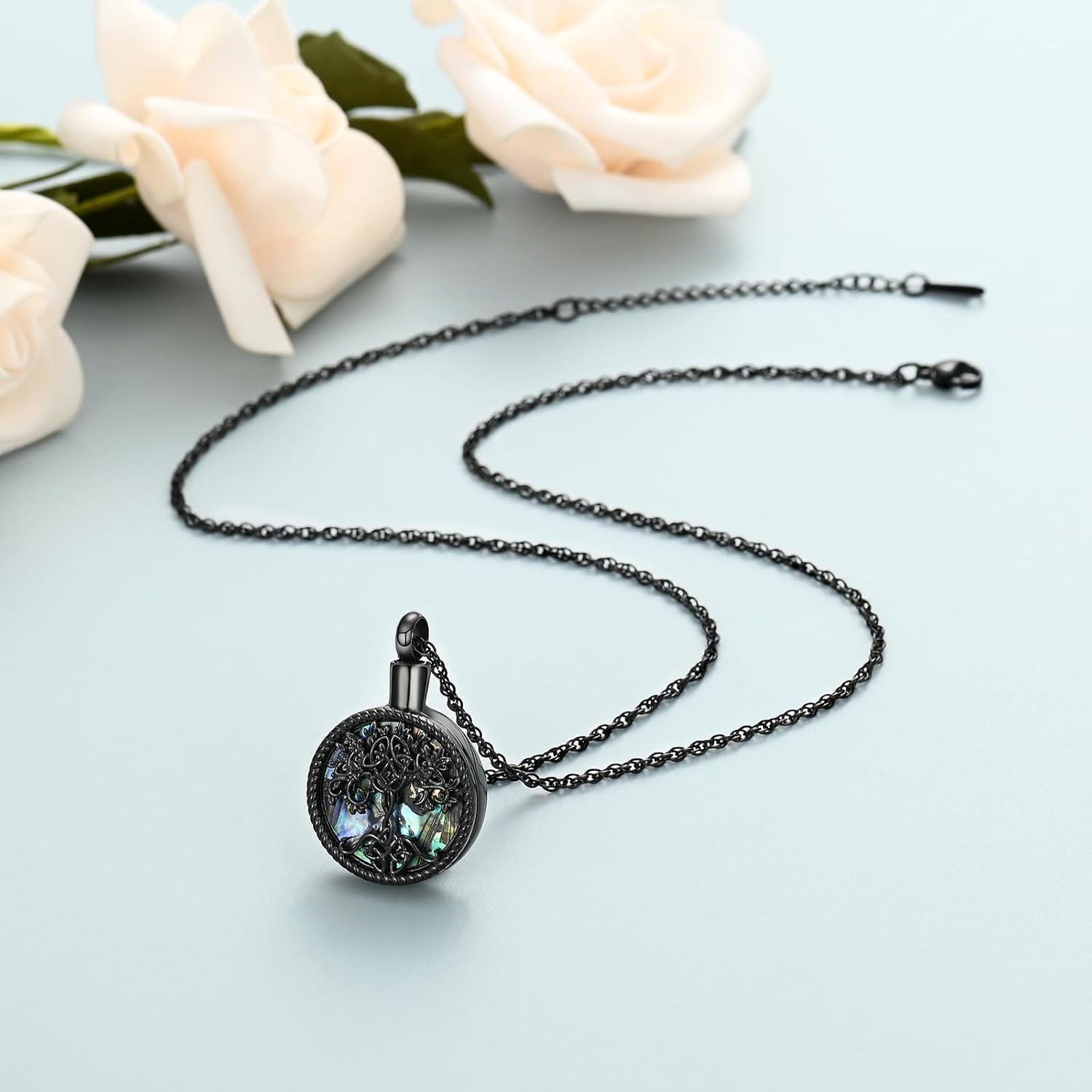 shajwo Cremation Jewelry Tree of Life Urn Ashes Necklace for Women Men of Loved One Abalone shell Ash Pendant Keepsake Memorial Jewelry - Image 5