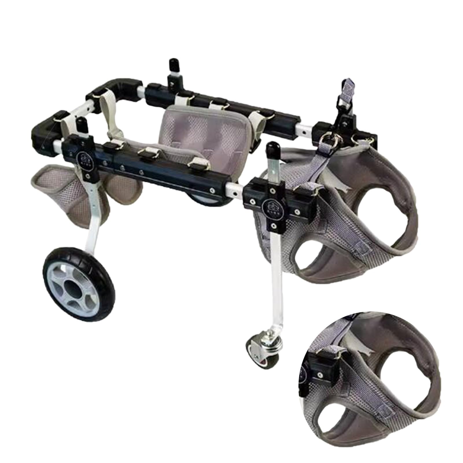 Hunderollstuhl, Hunderollstuhl mit Vier Rädern, Hundewagen für Vorder-/Hinterbeine, Vollrollstuhl für Hunde mit Bauchgurt, Haustier-Lauflernwagen für Hunde (klein)