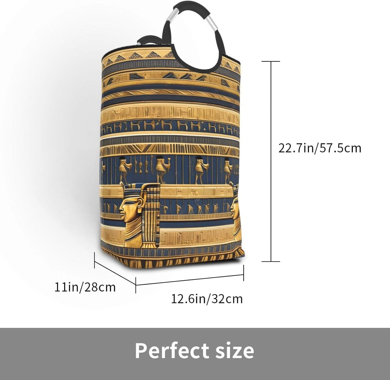 Egyptian Pharaonic Frescoes Foldable Square Storage Bag, 50L Dirty Clothes Laundry Basket, Suitable for Laundry Room, Dormitory, Bedroom