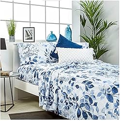 Venca Sabanas COTTON ARTean Juego de sabanas SERELLA Azul Cama de 150 x 190/200. HIPOALERGENICA