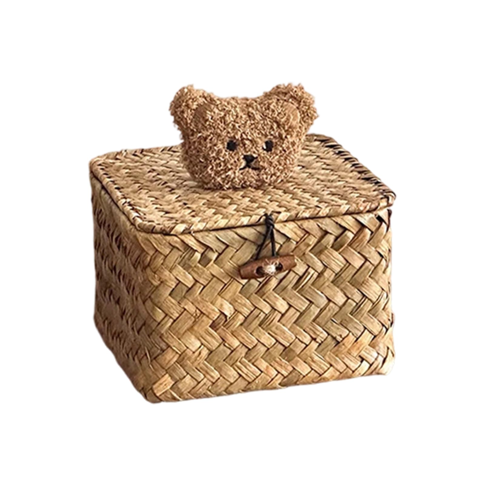 Oxxggkao User Friendly Seagrasses Weaving Storage Bin with Lid Decorative Storage Container Basket Ideal for Gift Packaging Square Basket