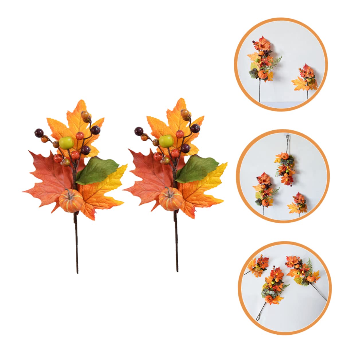 Cabilock 4 Set Finta Zucca D'acero Succulento Decorazione Centrotavola Autunnale Zucche Artificiali Decorazioni Autunnali Foglie Autunnali Artificiali Ramo Di Zucca Artificiale 2 Pezzi * 4