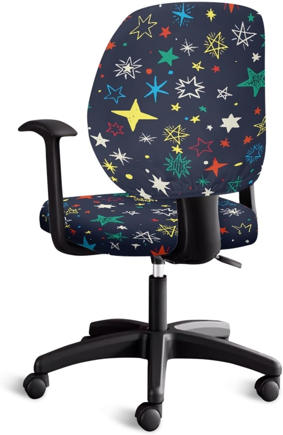 GLENLCWE Colorful Star Office Chair Covers Removable Elastic Computer Chair Seat Covers Universal,Set of 2