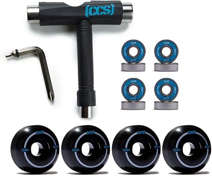 [CCS] Skateboard Wheels | 52mm | Set of 4 | Blue Steel Bearings | ABEC 7 | Skate Tool