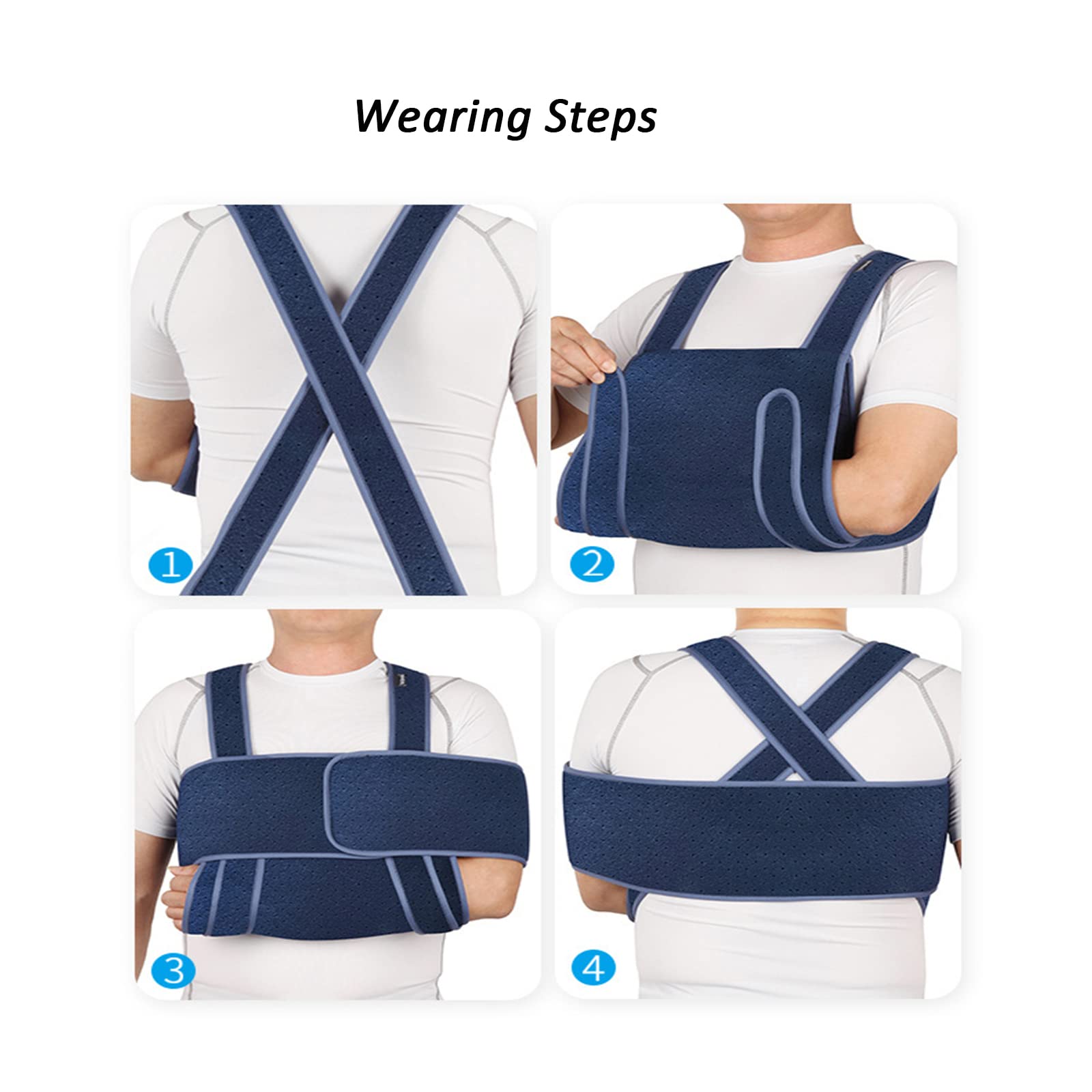 Inmovilizador de hombro con cabestrillo de brazo médico, manguito rotador ajustable Eslinga de hombro suave Codo de muñeca Soporte de antebrazo Correa para subluxación, dislocación, esguince