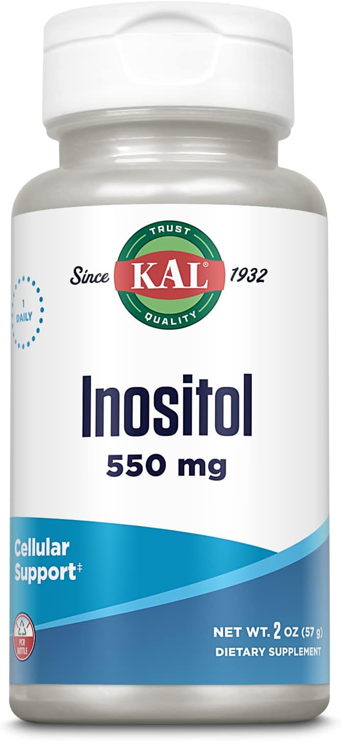 KAL Inositol Powder 550mg, Brain Health, Nervous System & Mood Support Supplement, Cellular Health Support, Enhanced Absorption Formula, Easy to Mix, Approx. 408 Servings, 8oz