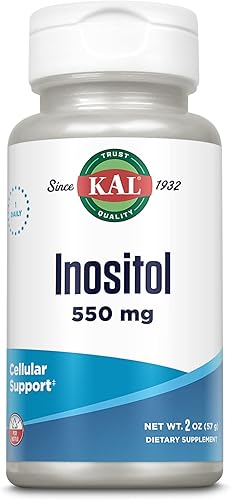 KAL Polvo de inositol 550 mg, salud cerebral, suplemento de apoyo del sistema nervioso y estado de ánimo, apoyo de salud celular, fórmula de