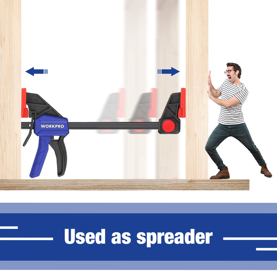 WORKPRO Bar Clamps for Woodworking, 6Pack OneHanded Clamp/Spreader, 6