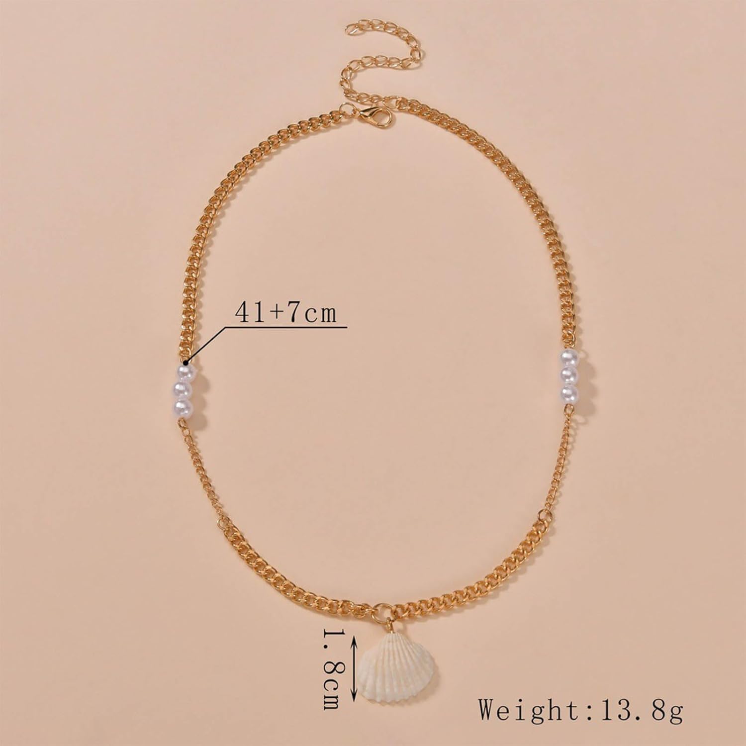 Bohemian Shell Pendant Necklace Pearl Choker Necklace Gold Seashell Chain Necklace Pearl Beaded Necklace Chain Jewelry for Women and Girls Beach Resort Style Gifts - Image 5