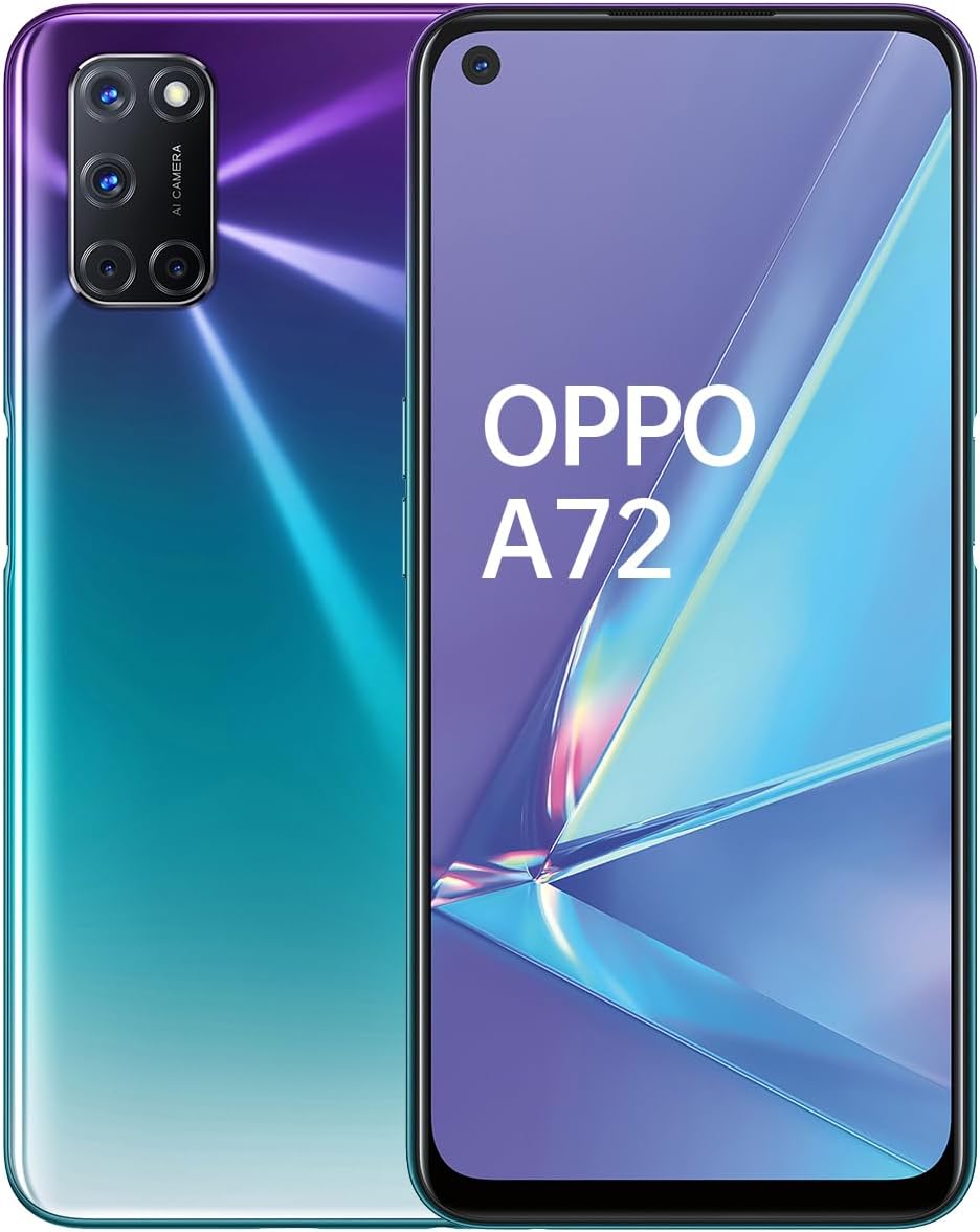 Oppo A72 - Smartphone 128GB, 4GB RAM, Dual Sim, Aurora Purple [Version Extranjera]