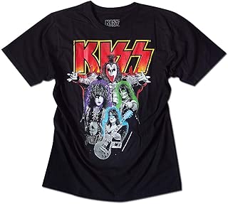 KISS キッス Ｔシャツ 半袖 バンドT ロックT ジーンシモンズ キッスアーミー KISSARMY ロゴ ハードロック メンズ ブラック [並行輸入品]