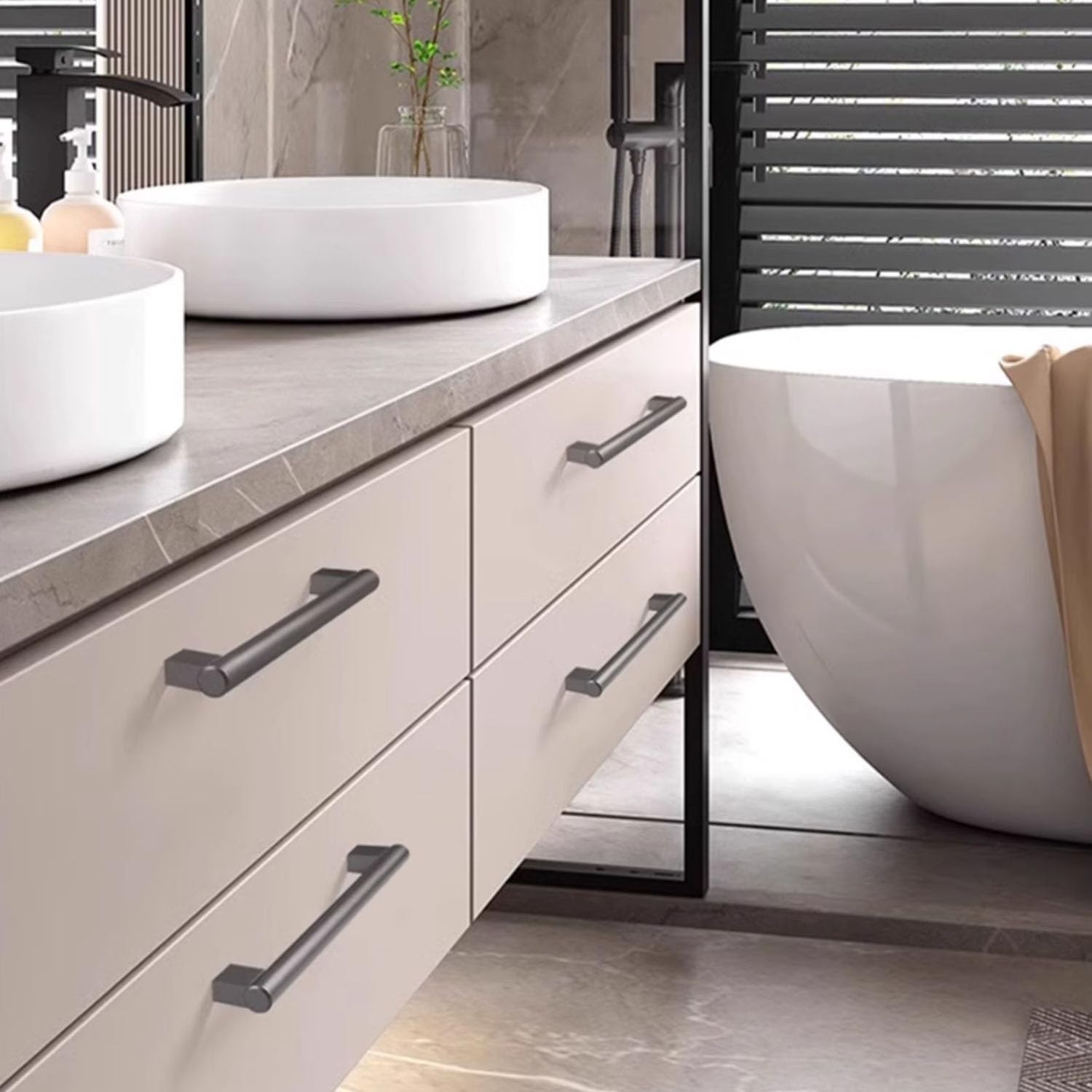 5 Pezzi Mobili Guardaroba Maniglie Armadio Grigio Lunghe Maniglie In Lega di Alluminio Maniglie Porta Armadio Tiri Cassetto Solido Tirare Pomelli con Viti per Cucina Bagno Camera da Letto ( 160mm)