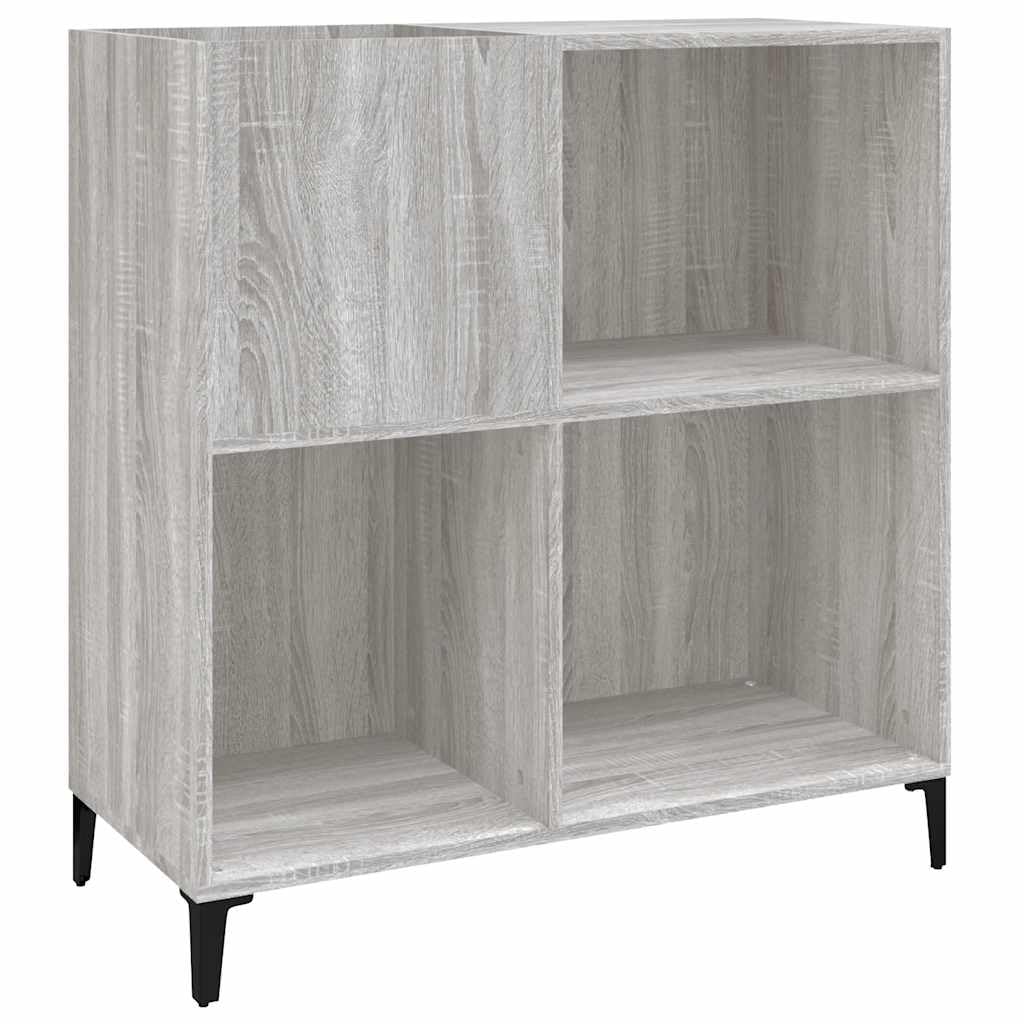 Hothingwell Sonoma szara szafka na płyty winylowe 84,5 x 38 x 89 cm, z drewna konstrukcyjnego, szafka do przechowywania LP z wytrzymałym blatem do gramofonu, przemysłowe metalowe nóżki