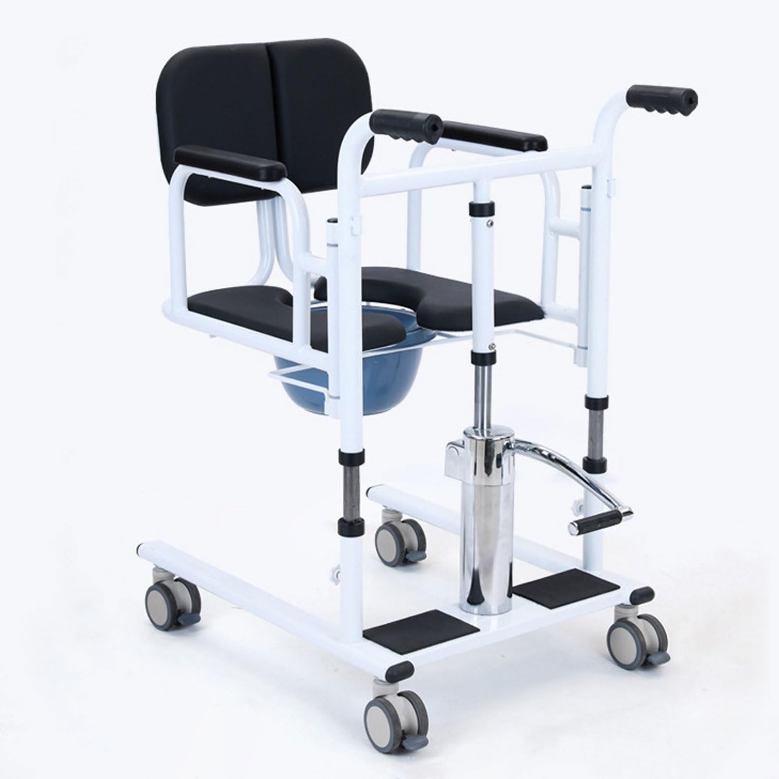Silla de Traslado de Pacientes, Silla Transferencia Pacientes en Silla Ruedas Multifuncional, Silla de Ruedas Elevadora de Enfermería, Carga Máxima: 200 Kg/440 Libras ( Color : Black , Size : A )