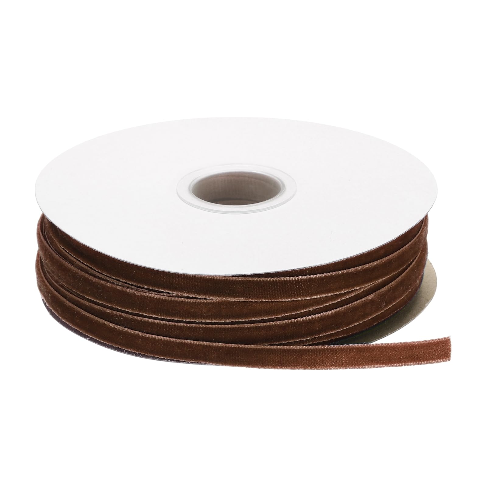 sourcing map Velvet Ribbon 1/4 Inch x 50 Yard Single Face Spool Silky Velvet Fabric for Bouquets DIY Crafts Gift Wrapping Wedding Party Brown
