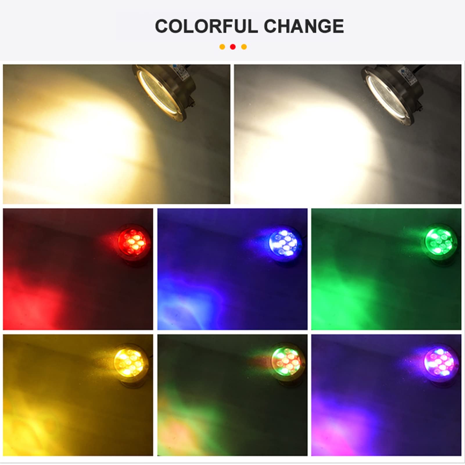 Faretti Immersione Piscina 3W, IP68 Impermeabile LED in Acciaio Inossidabile Proiettori a Fascio di Luce Distanza di irraggiamento 5-10M (Color : RGB, Size : 24v)