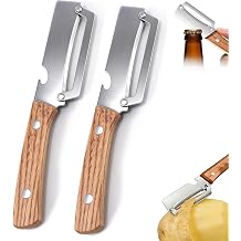 Vegetable Peeler, Multifunctional 2-in-1 Stainless Steel Fruit Veggie Peeler with Built-in Bottle Opener, Handheld Potato Peeler Kitchen Tool for Carrot, Pineapple, Pumpkin and Papaya 2 Pack