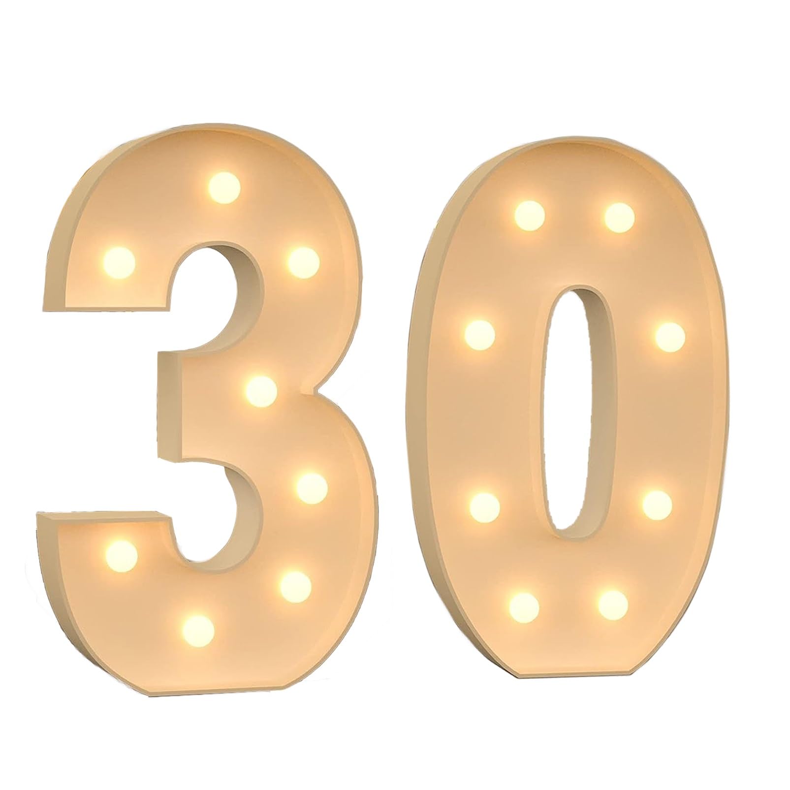 Marquee Light Up Numbers, 3ft/4ft Giant Mosaic LED Numbers Light Sign, Pre-Cut Mosaic Numbers Kit for Wedding Anniversary Bar Home Birthday Party Decoration ( Color : Number 30 , Size : 120CM/4FT )