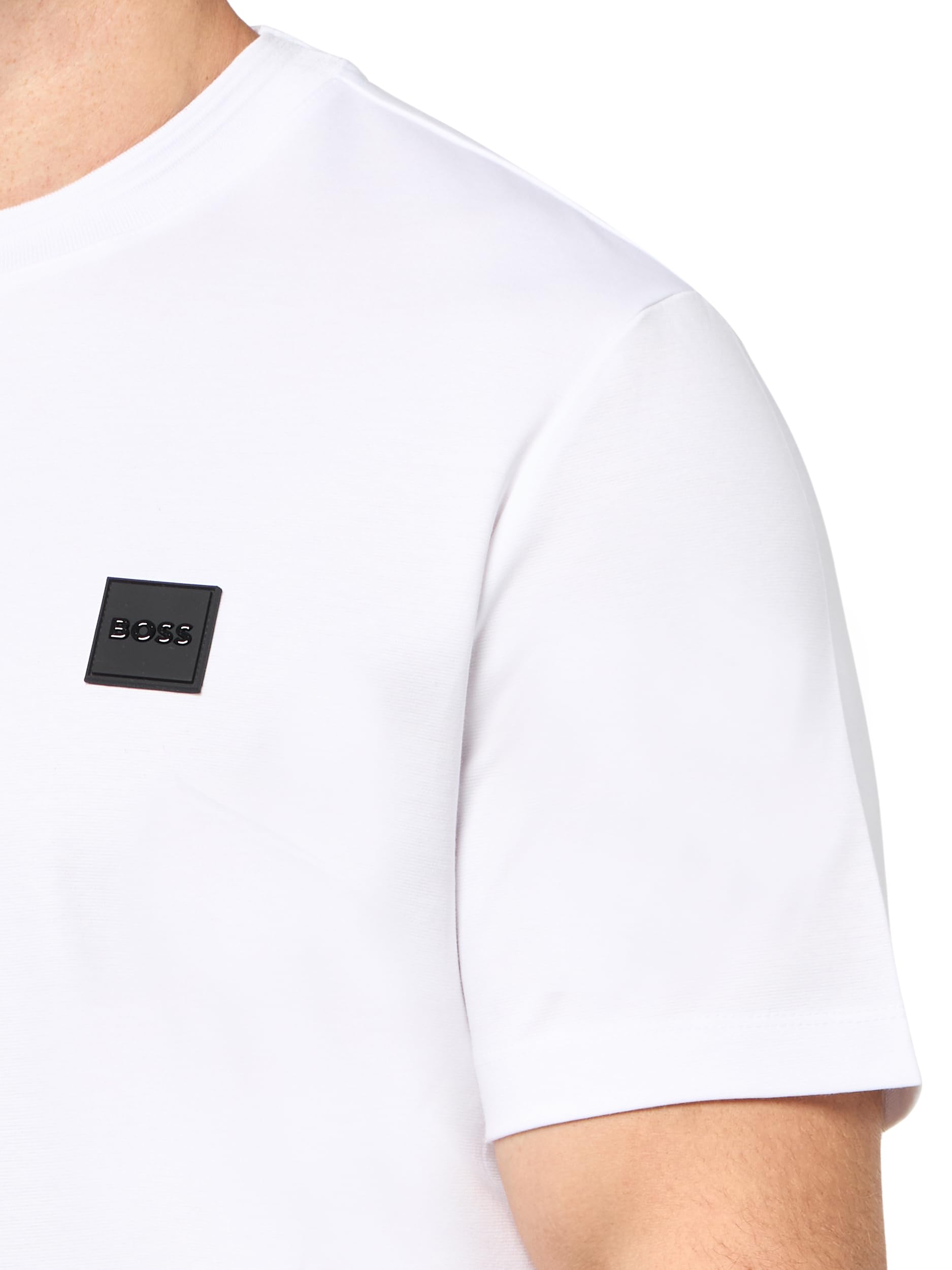 BOSS Męski T-shirt z dużym logo, łańcuszek, bawełna, biały żagiel, XL