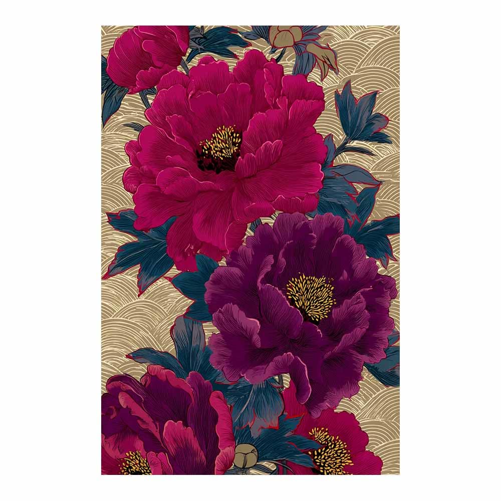 Xeniou Multicolor Flowers Canvas Japanese Peony Woodblock Art Canvas Wall Art, For Bedroom Office Home Decorations(Multicolor)-80X120cm Unframed