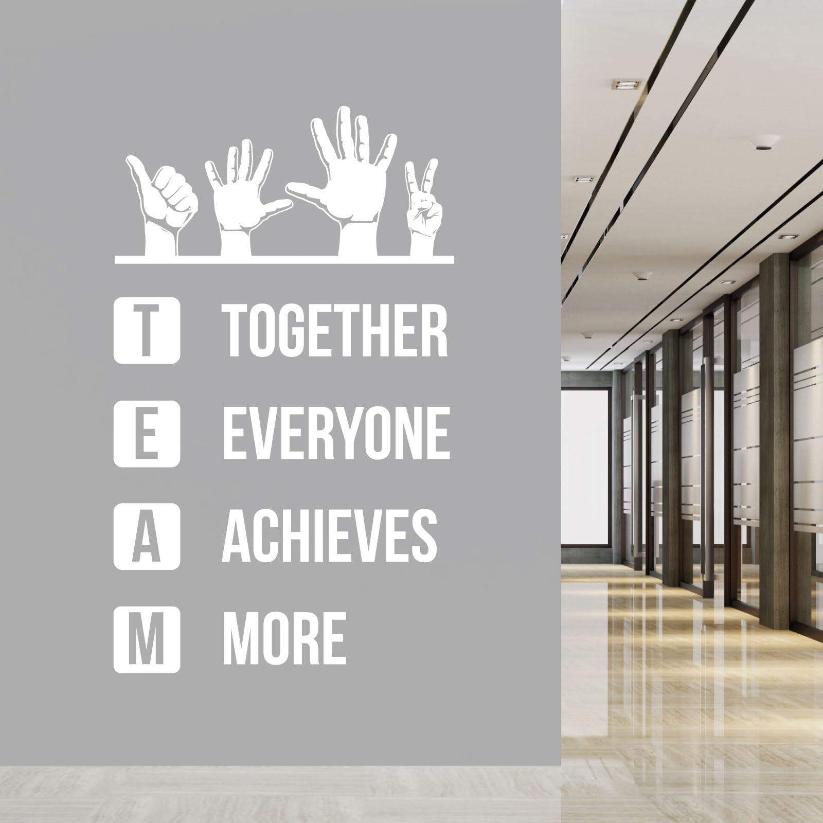 Team - Together Everyone Achieves More - Wall Quote, Office, Corporate, Corridor Wall Art Sticker [XXLarge] [White]