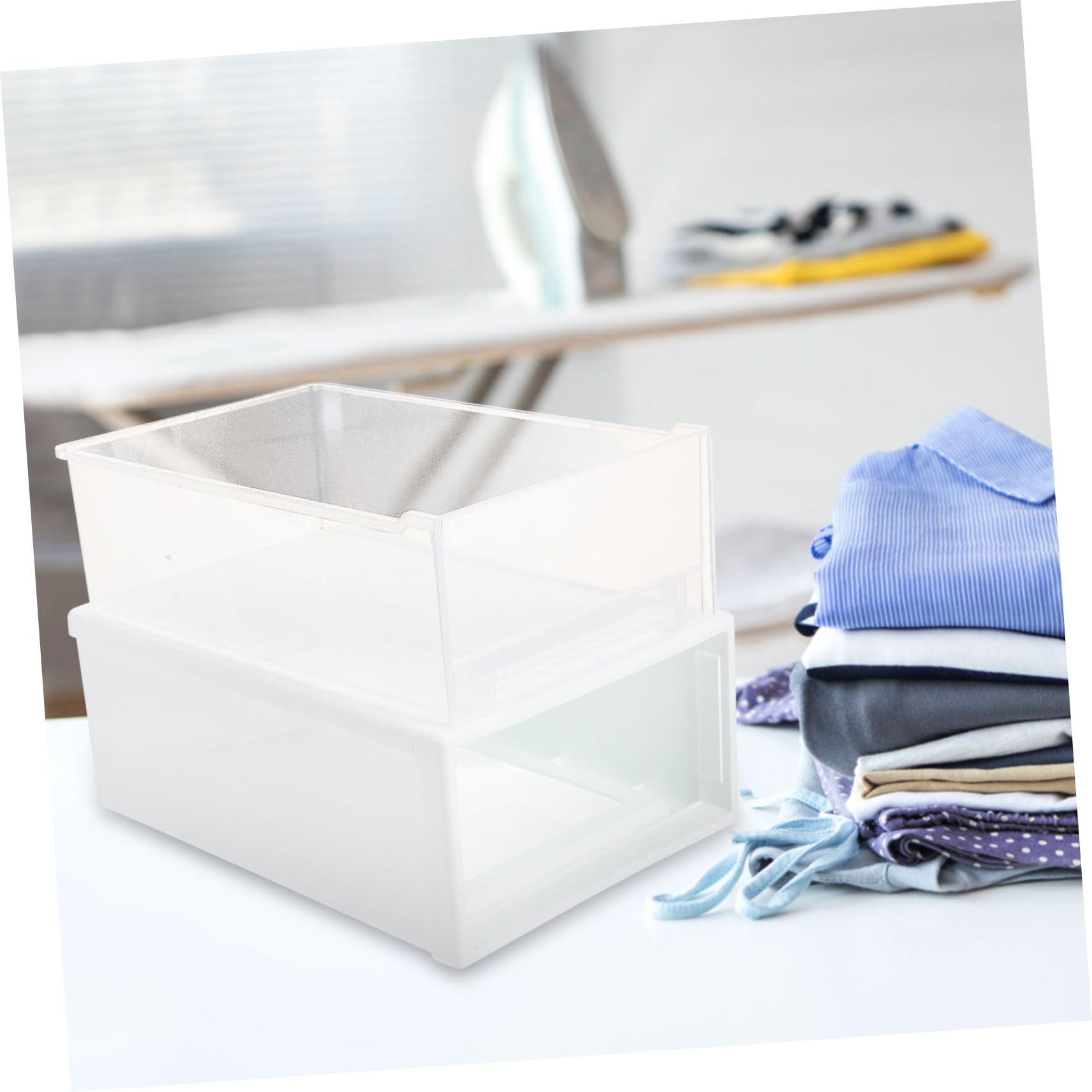 Ipetboom Aufbewahrungsbox aus Kunststoff Schubladenbox mit 13l Fassungsvermögen für Unterwäsche Socken und Kleidung Weiß Atmungsaktiv und Stapelbar für Kleiderschrankorganisation
