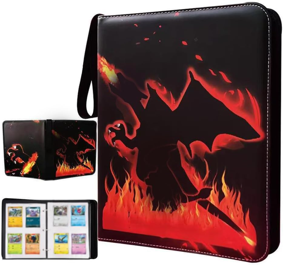 CasRmia Trading Card Binder 400 Pockets Card Holder High Capacity Card Organizer Case for Collectible Cards - Zippered Holder Album collection Binder Album Book (Black)