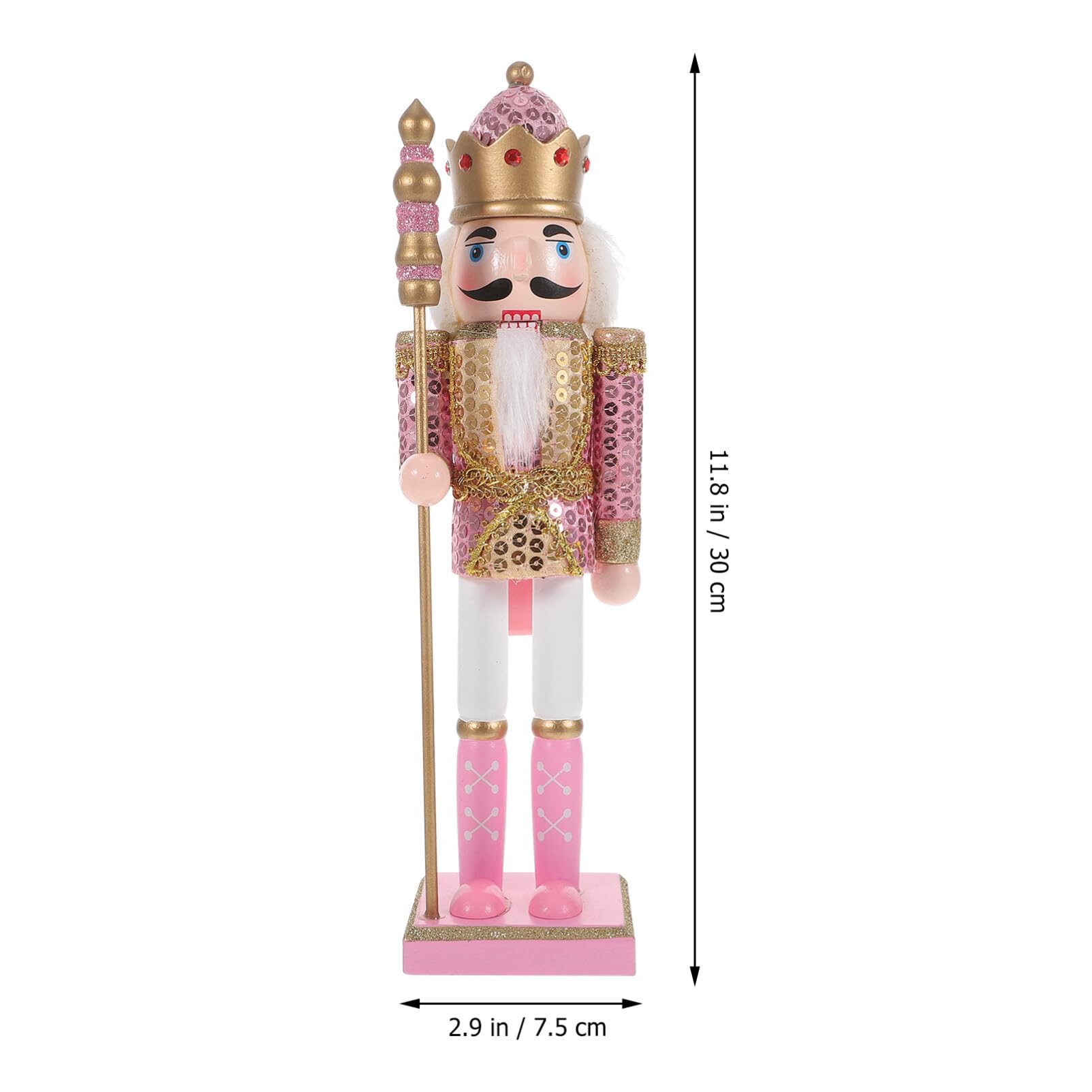 Cascanueces Rosa de Garneck: par de Adornos navideños de Cascanueces, Hermoso con bastón Estatua de con Purpurina (11,79 Pulgadas)