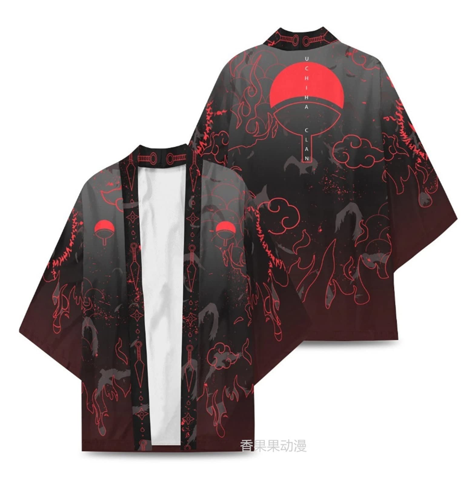 Wopee Cosplay Costumes Kimono Uchiha Symbol Jacket Japanese Coat Cardigan Pajamas Bathrobe (Color : Costumes, Size : M+)