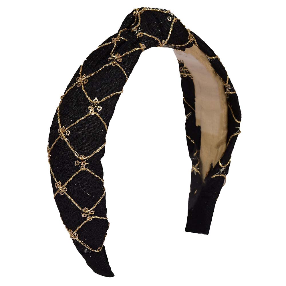 KIAAN CREATION Designer Hair Band | Set Of 2| For Party Lovers | For Girls And Women | Cream & Black