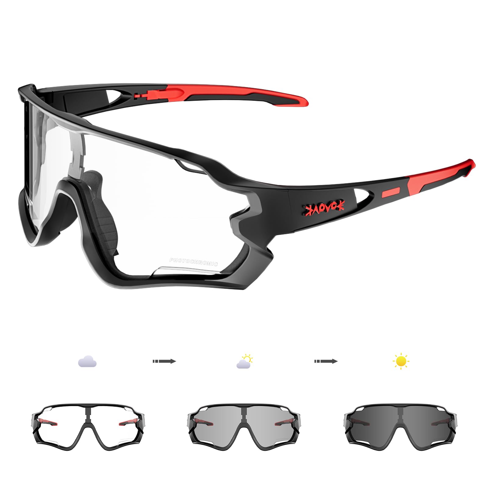 KAPVOE Gafas de Ciclismo Fotocromáticas Montura TR90 Mujeres Hombres Protección UV400, Gafas Deportivas Transparentes