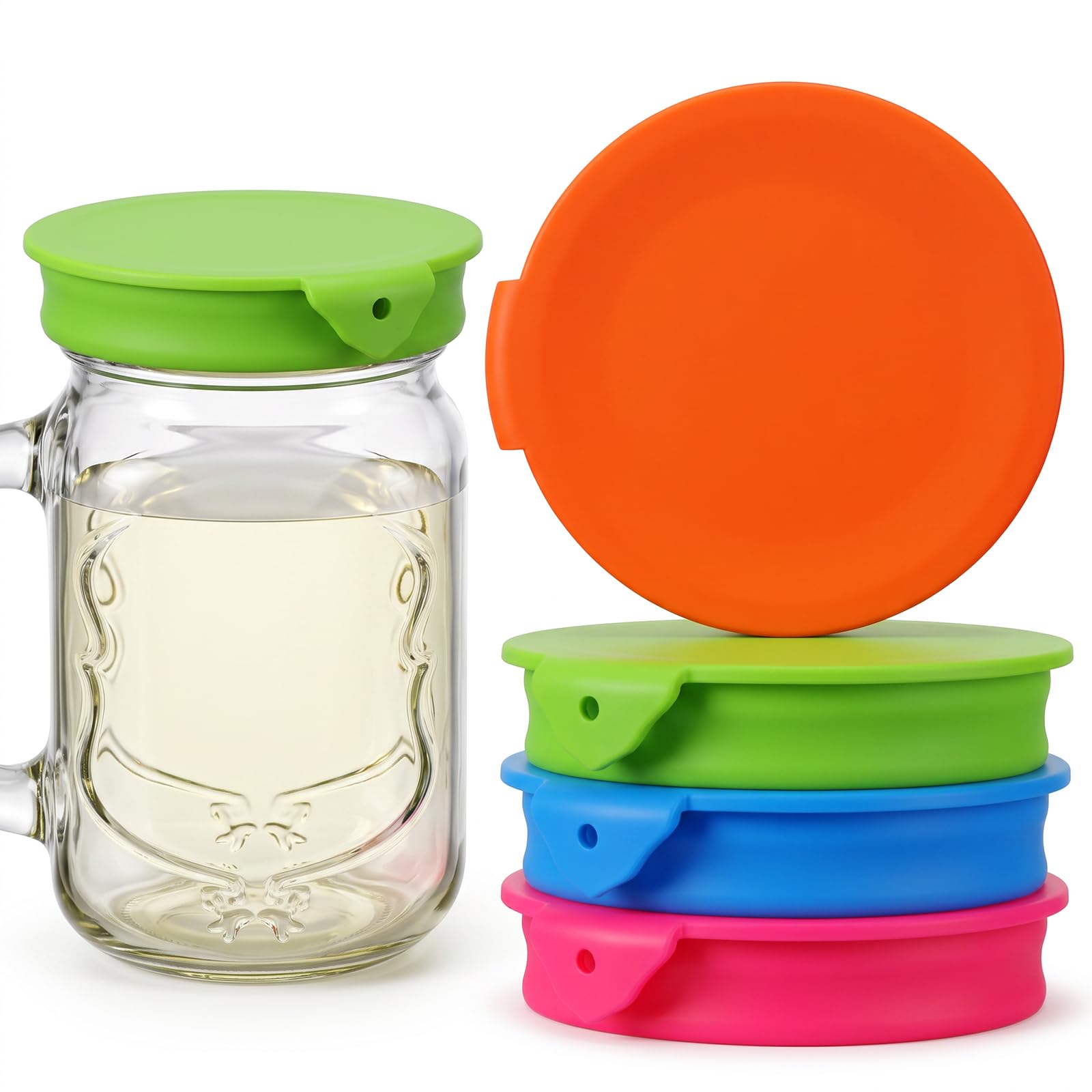 4Pcs Silicone Mason Jar Lids,Leak Proof Mason Jar Lids for Ball, Kerr