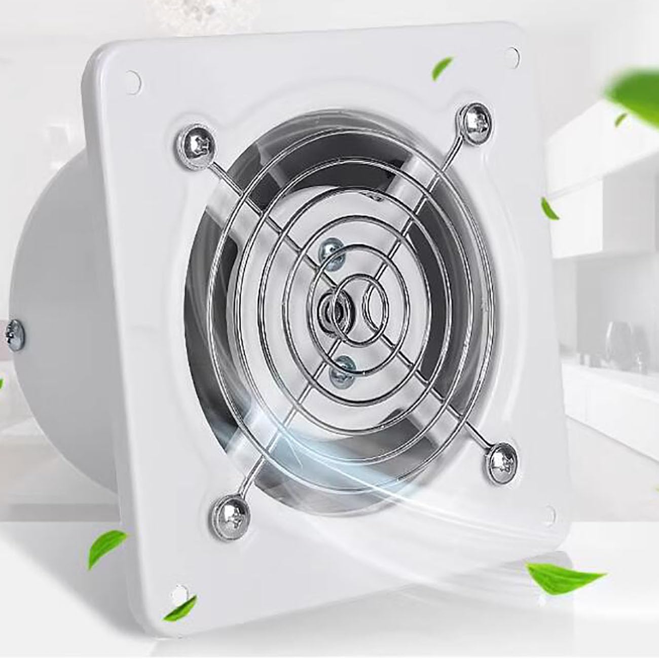 ICEMOB Estrattore Aria 120Mm,Ventola Aspirazione Cucina 450 M³/H,Aspiratore Bagno con Valvola di Ritegno,Griglia Metallica,per Corridoio/Ufficio/Lavanderia/Negozio