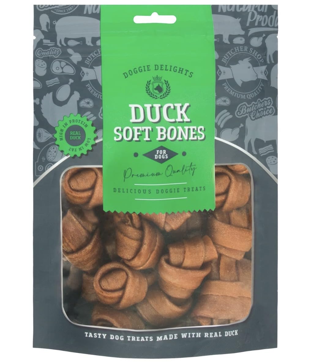 Doggie Delights Dog Treats, Duck Soft Bones, High in Protein, Low in Fat, Real Meat, 160g, Pack of 3