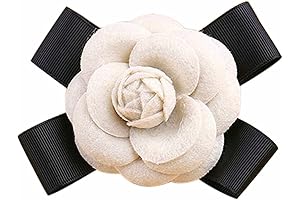 80Hou Elegant Wool Camellia Flower Brooch Vintage Bow Floral Pin