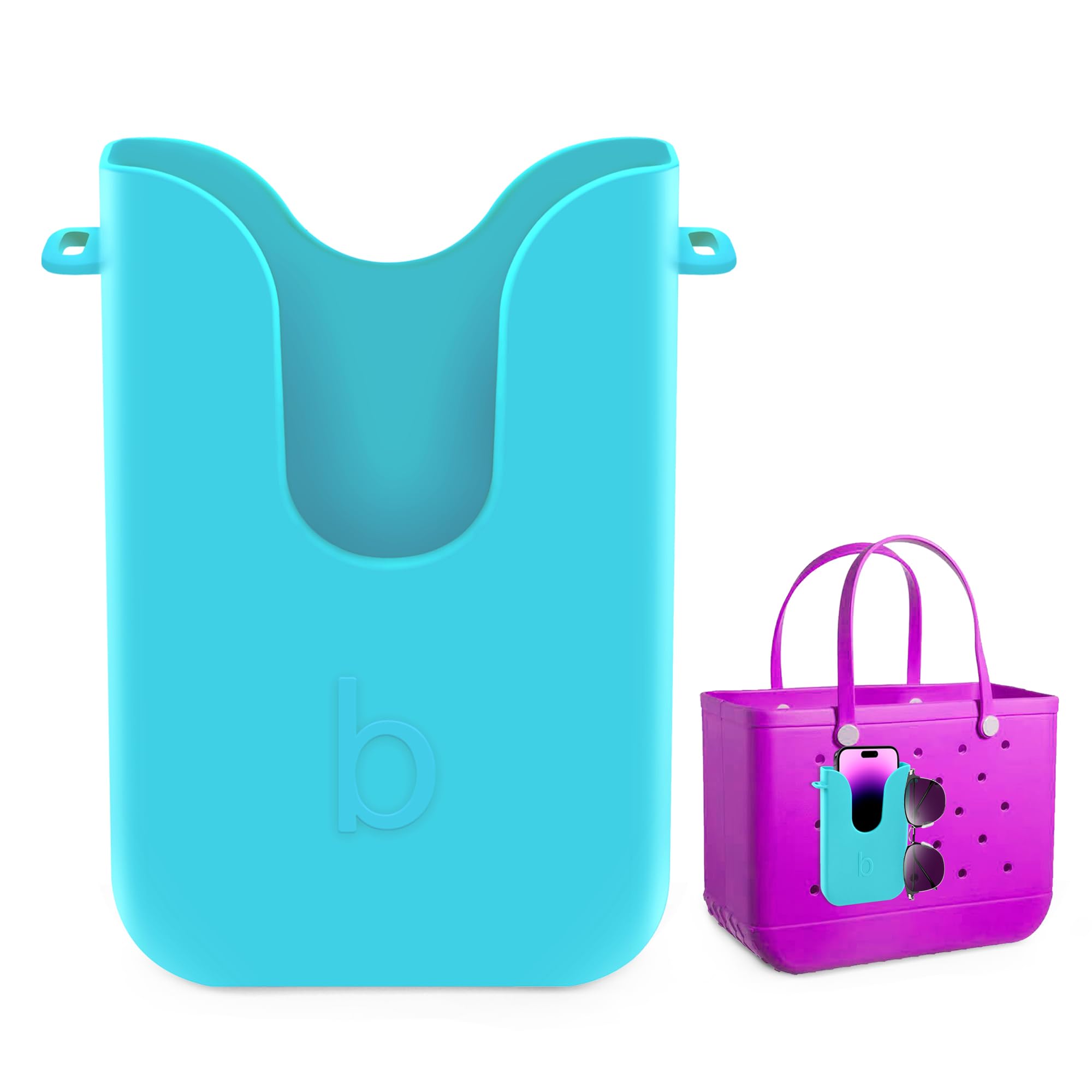 Silicone Phone Holder for Bogg Bags, Compatible Phone Case Attachment, Beach Tote Bag Accessory – Ideal Holder for Bogg & Similar Beach Bags (Cyan)