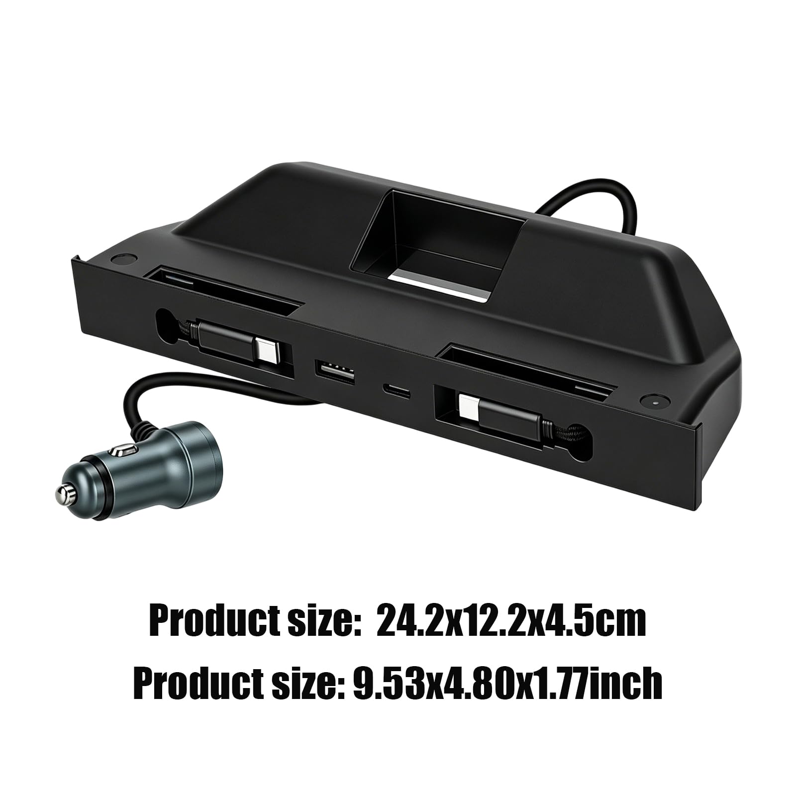 Koncentrator USB do wieloportowej stacji dokującej do ładowarki Tesla | Precyzyjnie dopasowana konstrukcja – specjalnie uformowana dla konsoli ModelY/YL/3, pasuje do wnętrza z eleganckim matowym