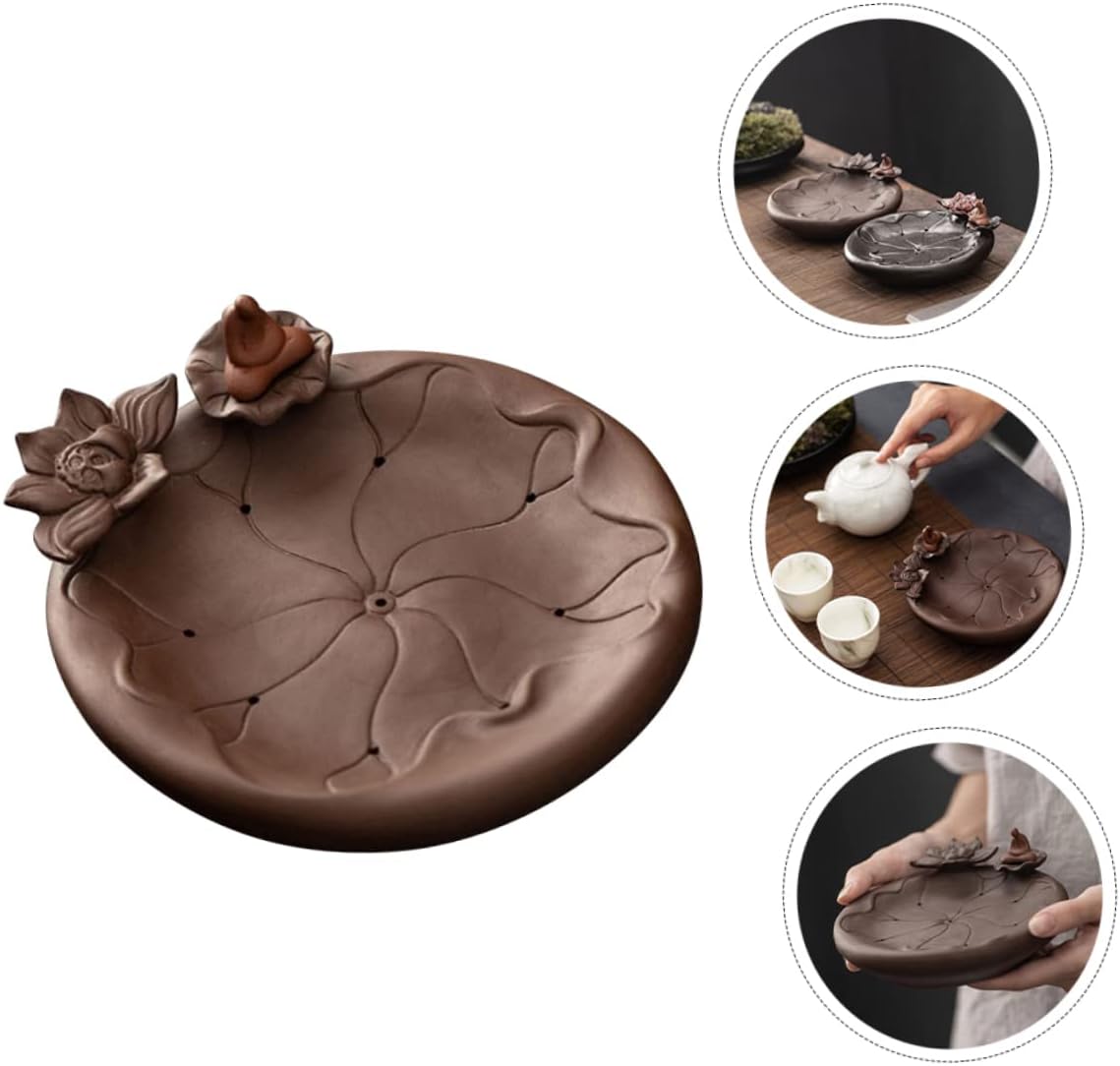 SHOWERORO Creative Tea Plate Tea Pot Warmer Base Tray Drainage Red Kettle Porcelain Plate