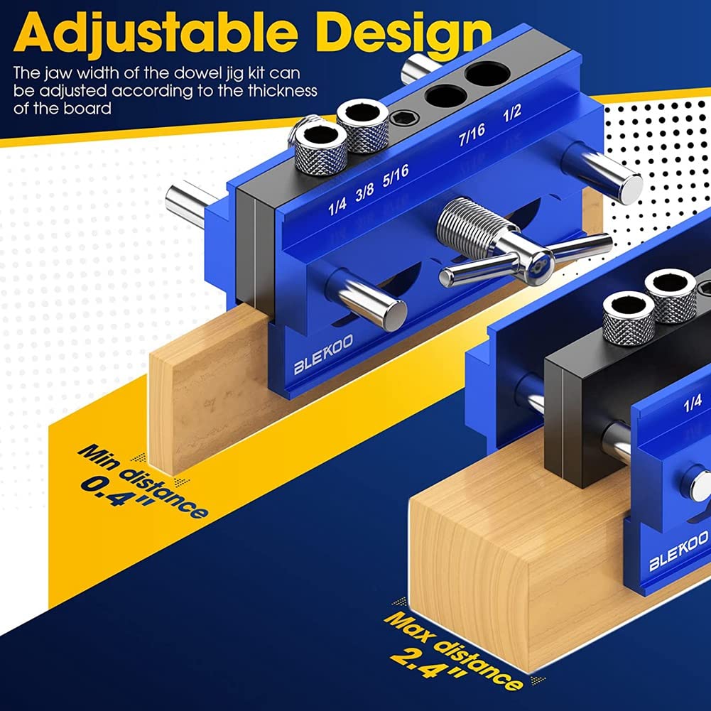 Self Centering Dowelling Jig, Drilling Guide Bushings Set 60mm Width Accurate Positioning For Woodworking - View #4