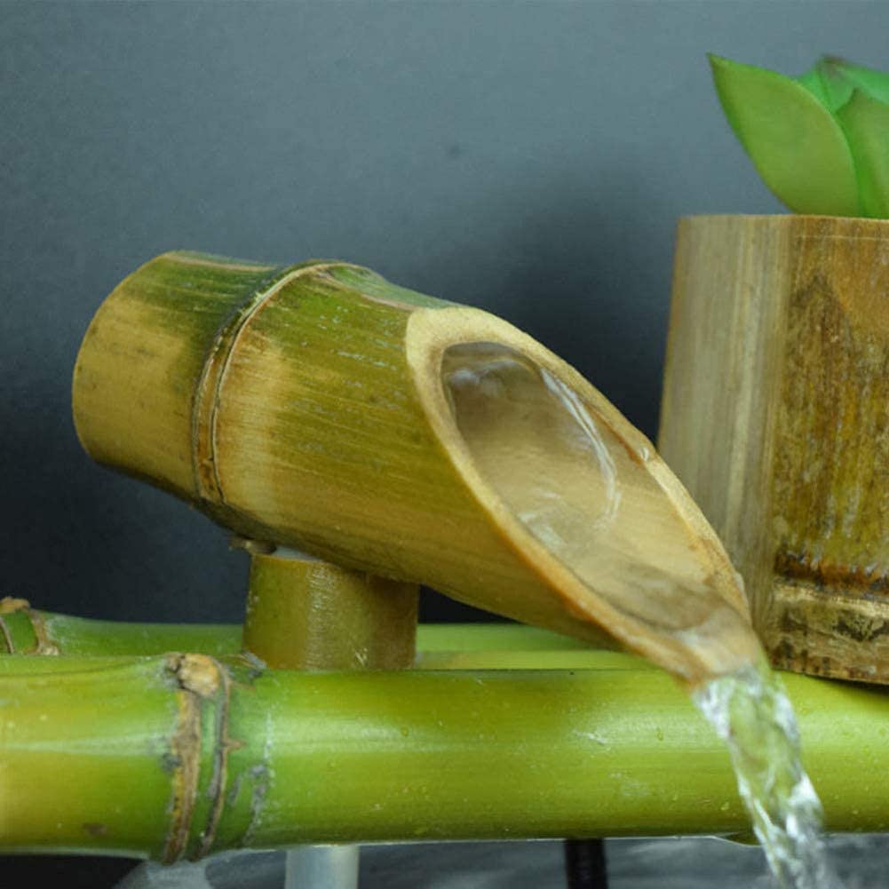 L'Acqua di bambù All'Aperto, Pompa per Fontana Solare con Statue Decorative Sculture Beccuccio Cascata Giardino Decorativo, Non Contiene Acquario (35 Cm)