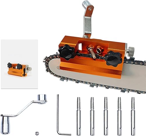 MOCW Kit de afilado de motosierra portátil 2023, afilador de motosierra con 5 rebabas de molienda, herramienta de afilador de sierra de cadena