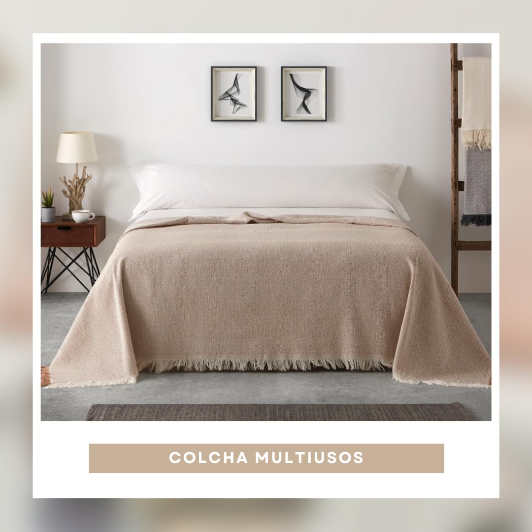 Lanovenanube Colcha Multiusos para sofá y Cama Kenya. Plaid cubrecama y cubresofa de algodón - poliéster. Manta Foulard cómoda y práctica. Medida 330x260 cm, Color Gris Marengo