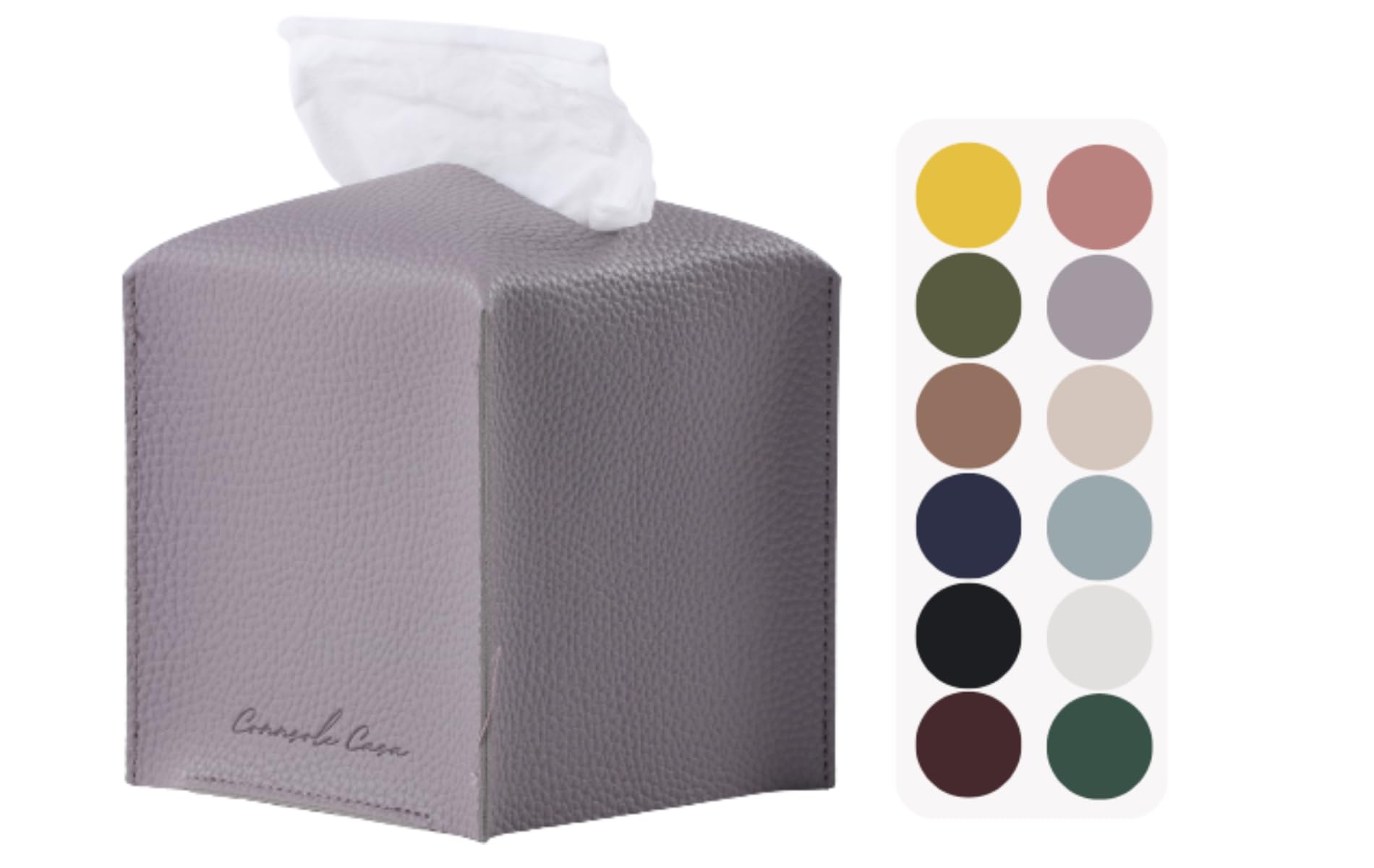 Premium PU Leather Tissue Box Holder - Elegant Hotel-Style Tissue Box Cover for Home, Office & Car Décor, Tissues Cube Organizer for a Natural & Classic Look (Purple Grey)